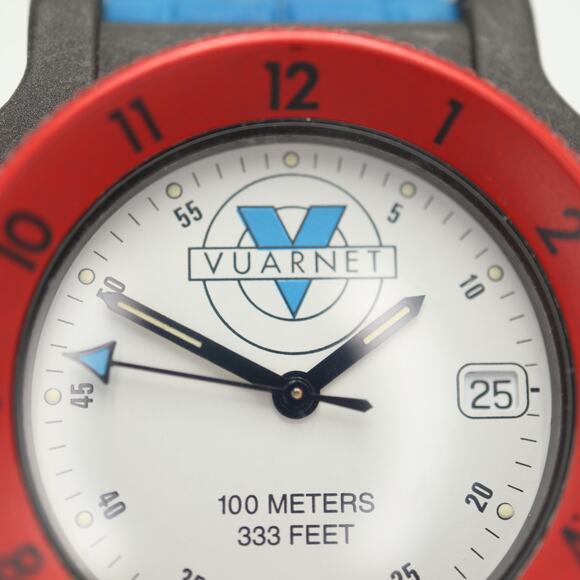 Vintage Vuarnet Swiss Made 38mm Date Watch Fiber Glass Bezel with New Battery - Picture 6 of 16